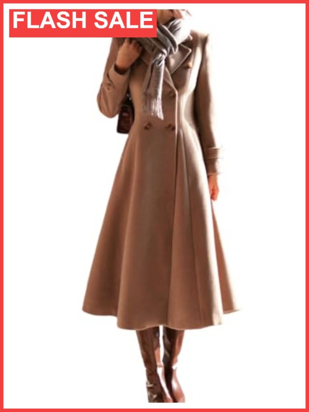 Long Wool Peacoat Notch Lapel Double Breasted Winter Coat